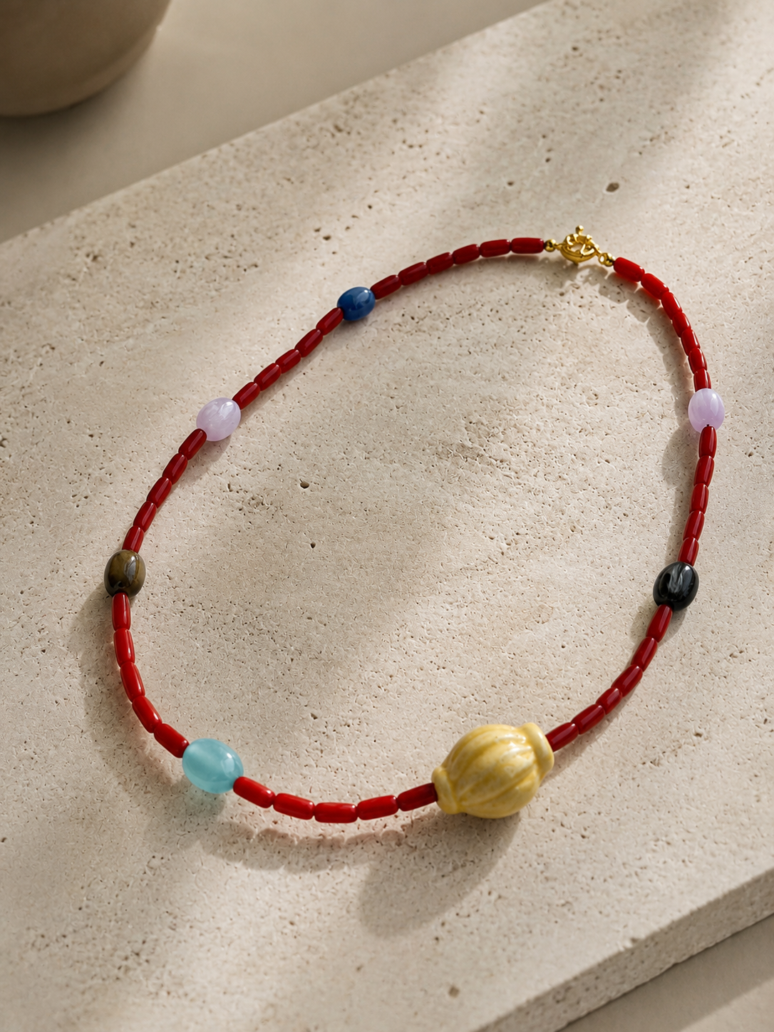 Sicilian Lemon Ceramic Beaded Necklace