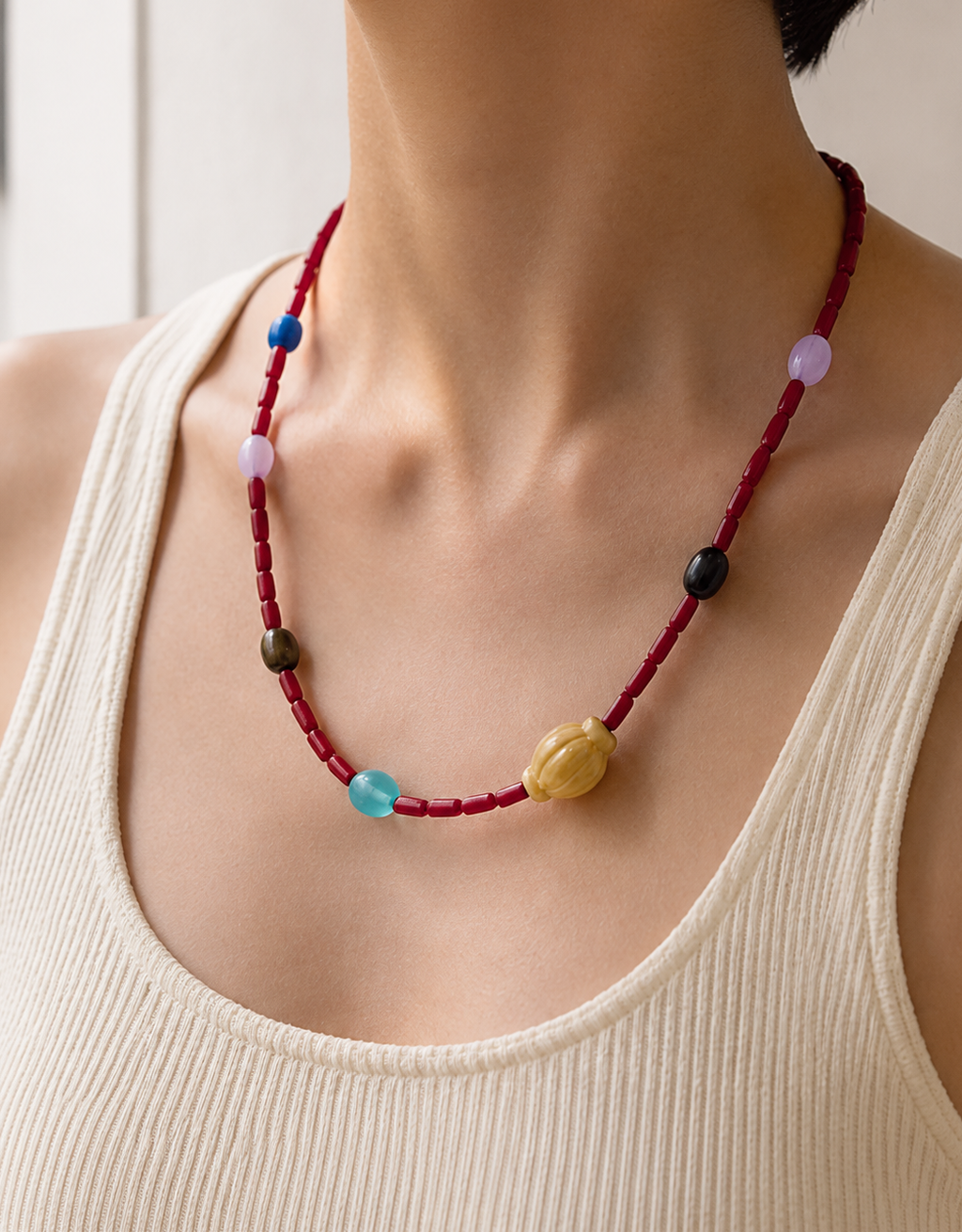 Sicilian Lemon Ceramic Beaded Necklace